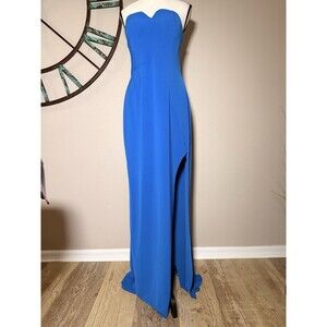 Halston Heritage Strapless Cobalt Blue Evening Gown